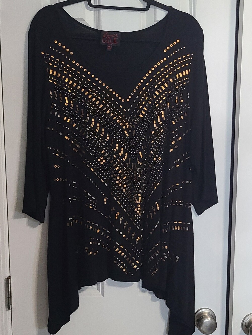 Black Tunic with Gold Print Accents